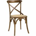 Primewir Gear Dining Chair with Walnut X Back Frame with Rattan Seat EEI-1541-WAL